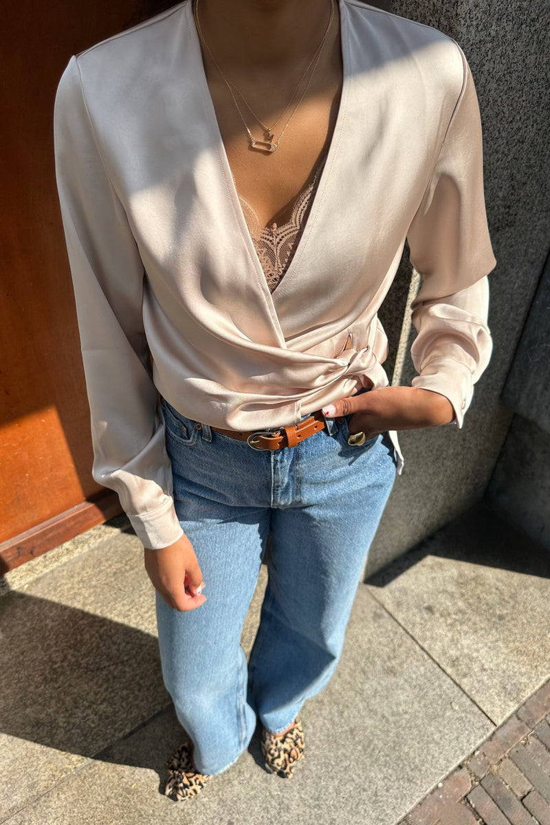 Petris Satijnen Blouse - Champagne