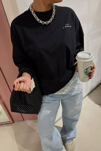 Crew Neck Lange Mouwen Shirt - Zwart