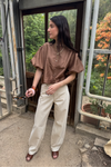 Penelope Korte Mouwen Blouse - Bruin