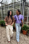 Penelope Korte Mouwen Blouse - Bruin