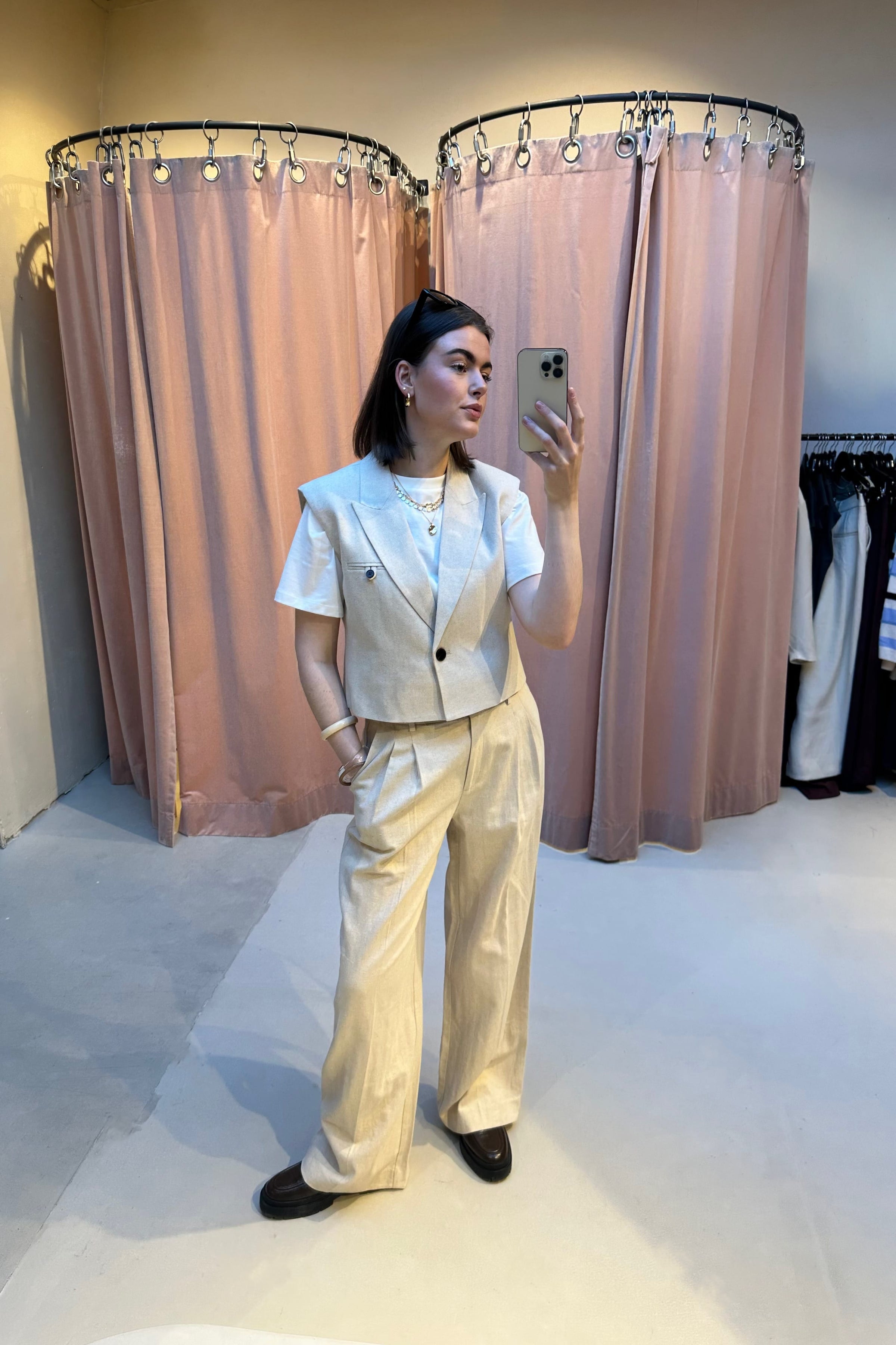 LeenaCC Linnen Pantalon - Bone