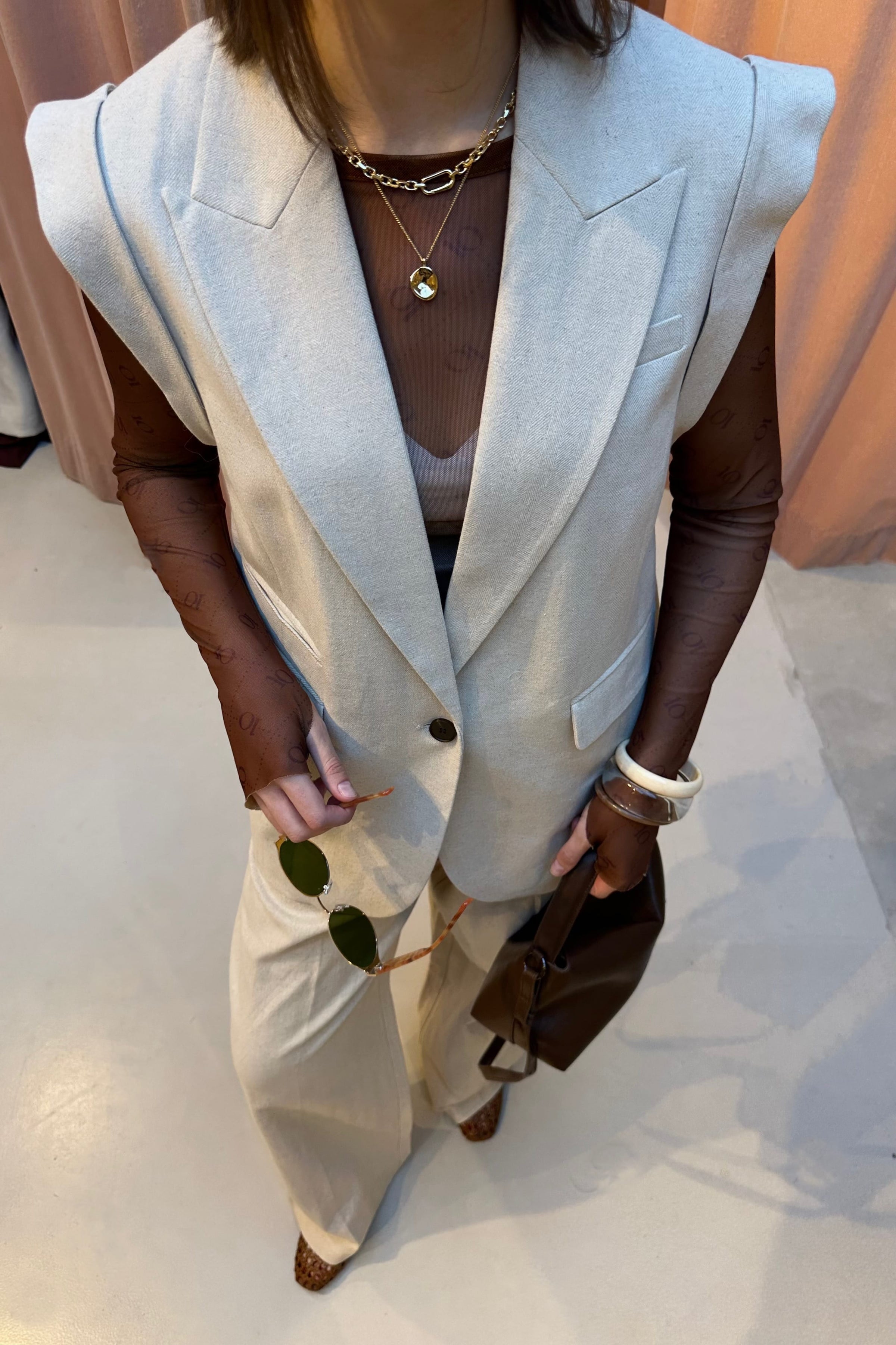 LeenaCC Linnen Pantalon - Bone