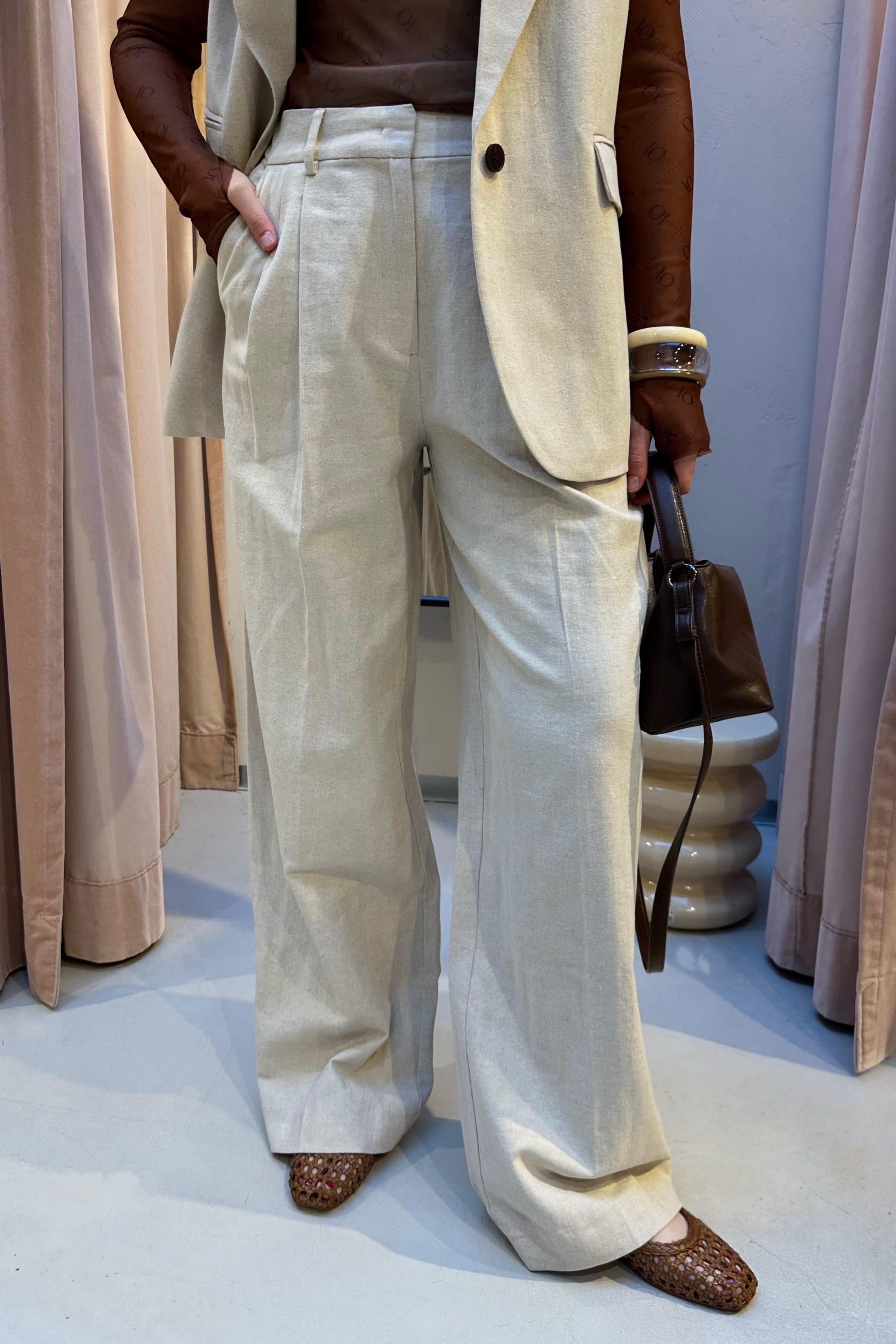 LeenaCC Linnen Pantalon - Bone