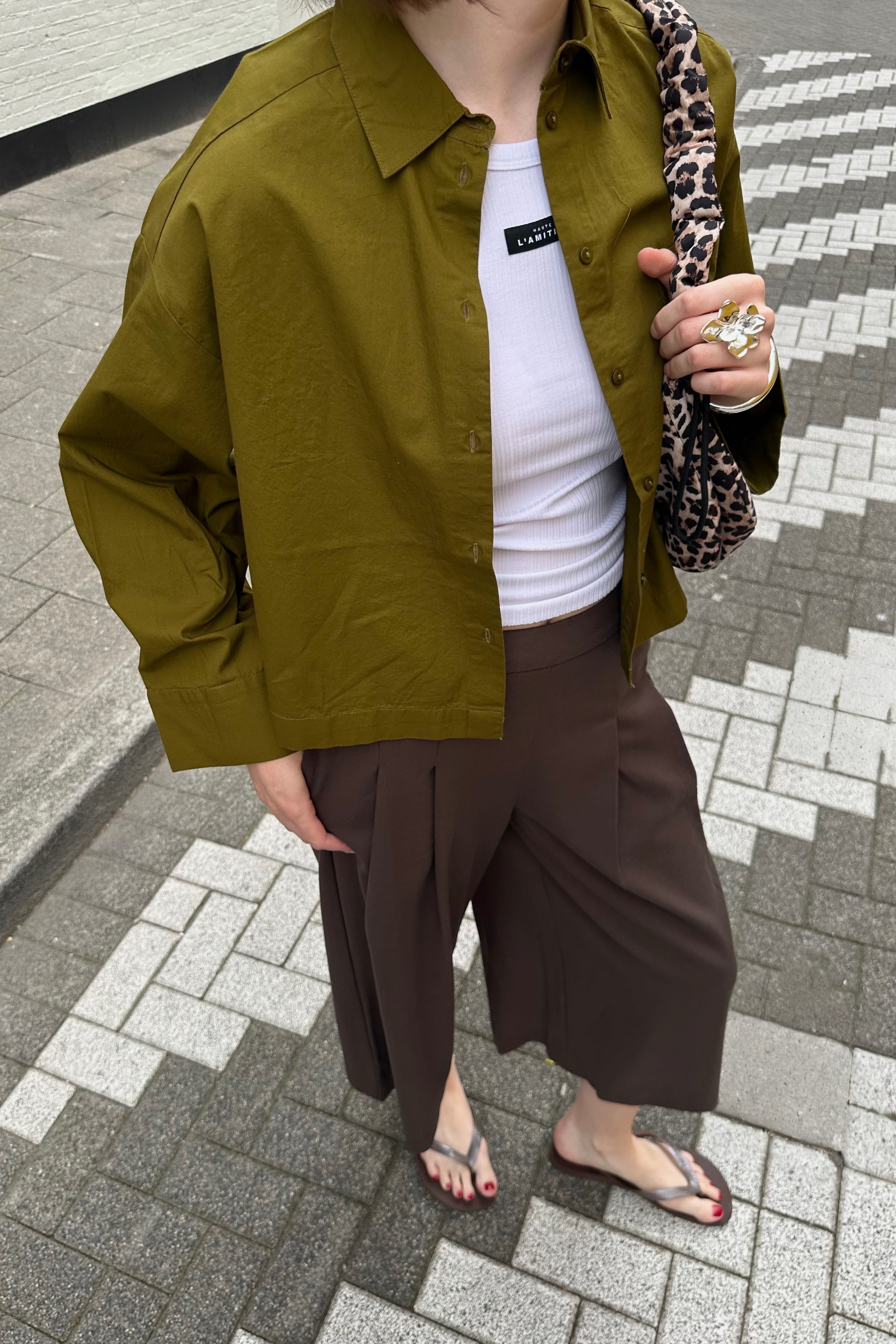 SLWAstha Boxy Cropped Blouse - Groen