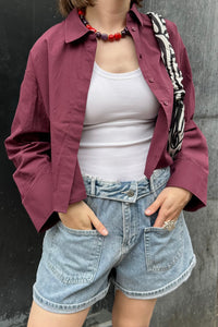 YASLee Cropped Blouse - Fig