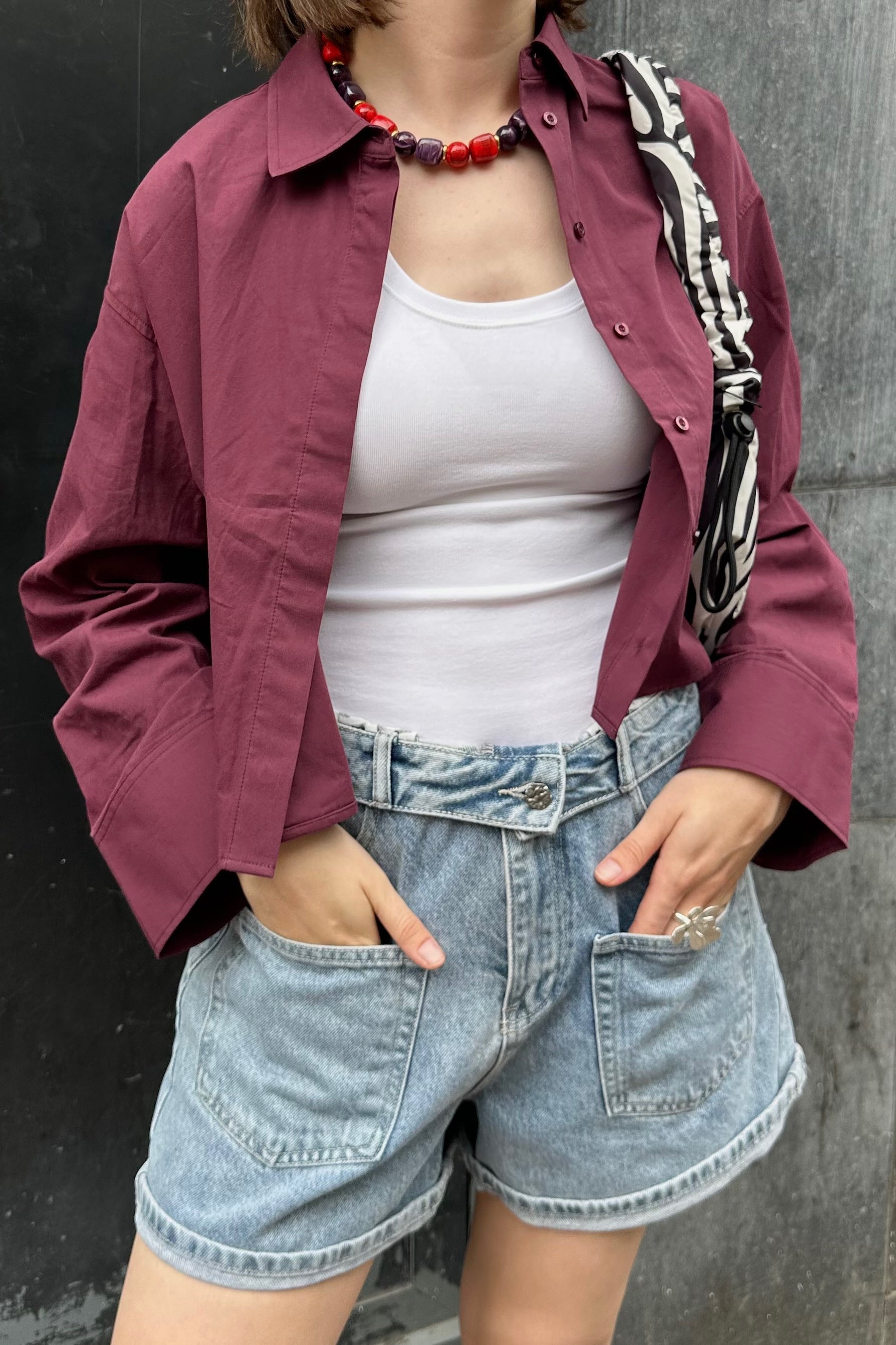 YASLee Cropped Blouse - Fig