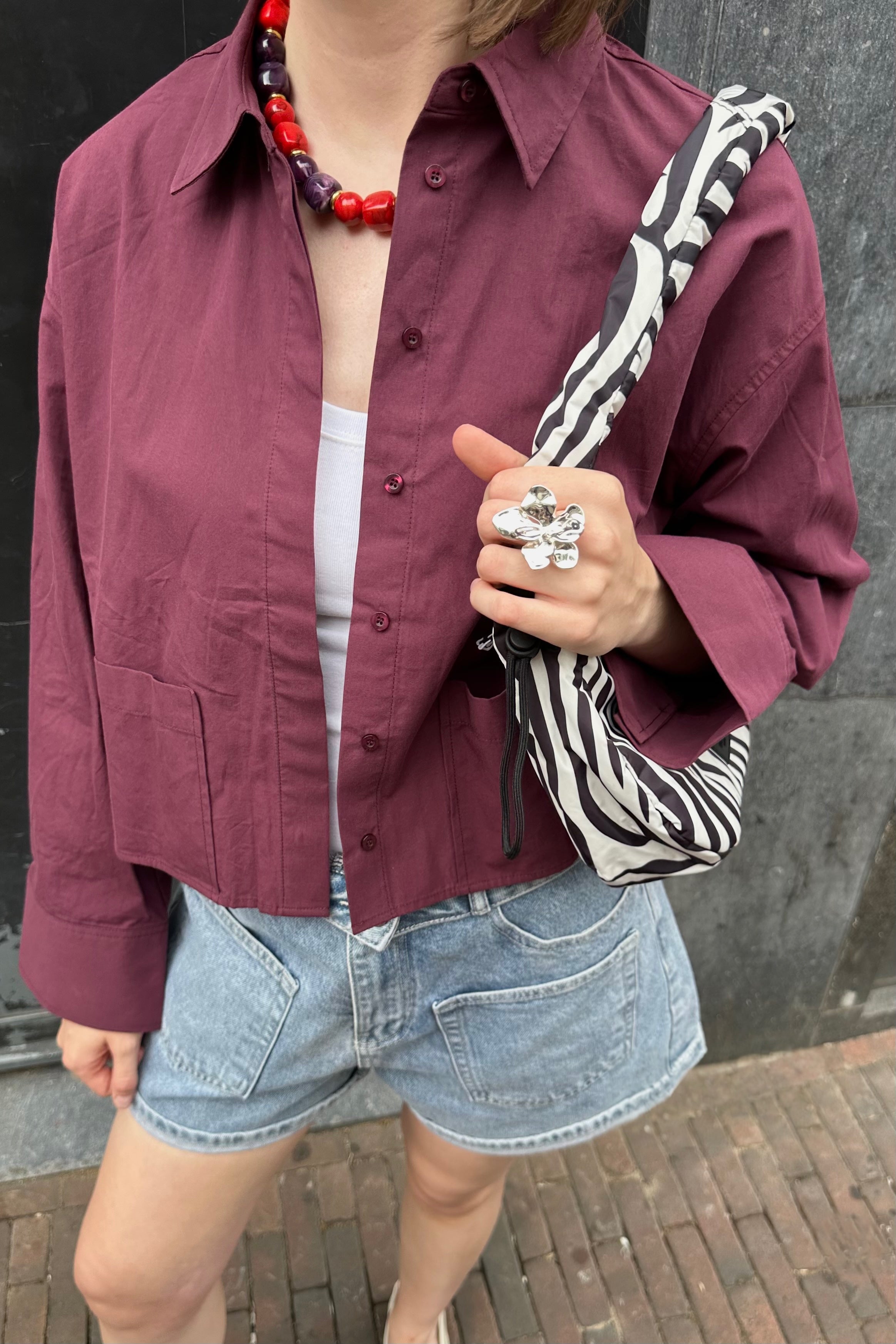 YASLee Cropped Blouse - Fig