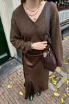 MSCHNicolette Ullas Satijnen Rok - Slate Black