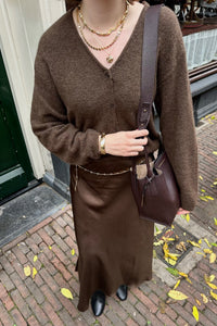 MSCHNicolette Ullas Satijnen Rok - Slate Black