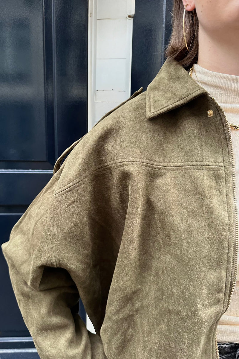Katie Suede Jas - Groen