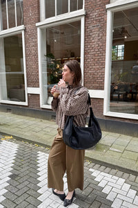 Sophie Geruite Blouse - Beige