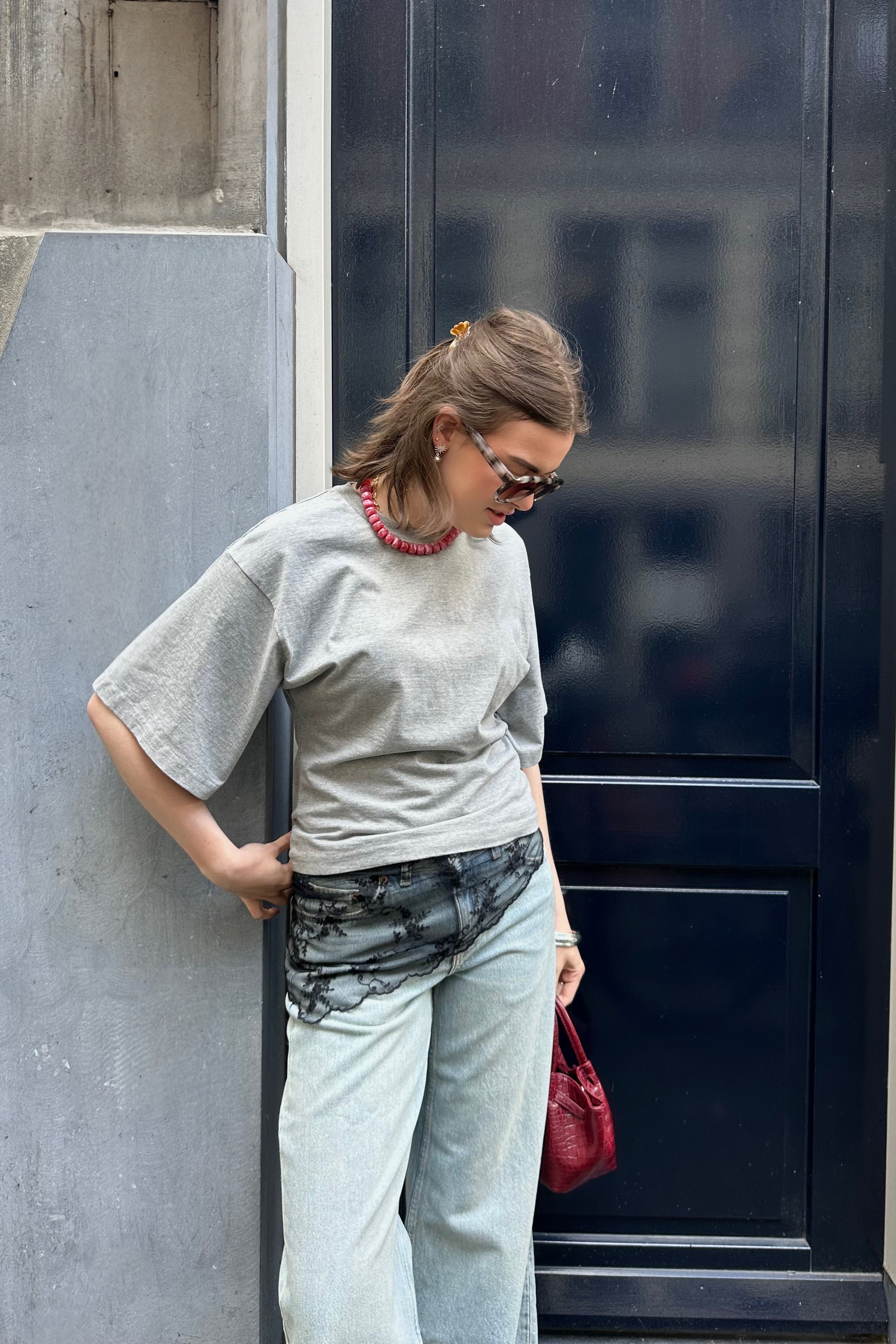 Asha Boxy T-Shirt - Licht Grijs