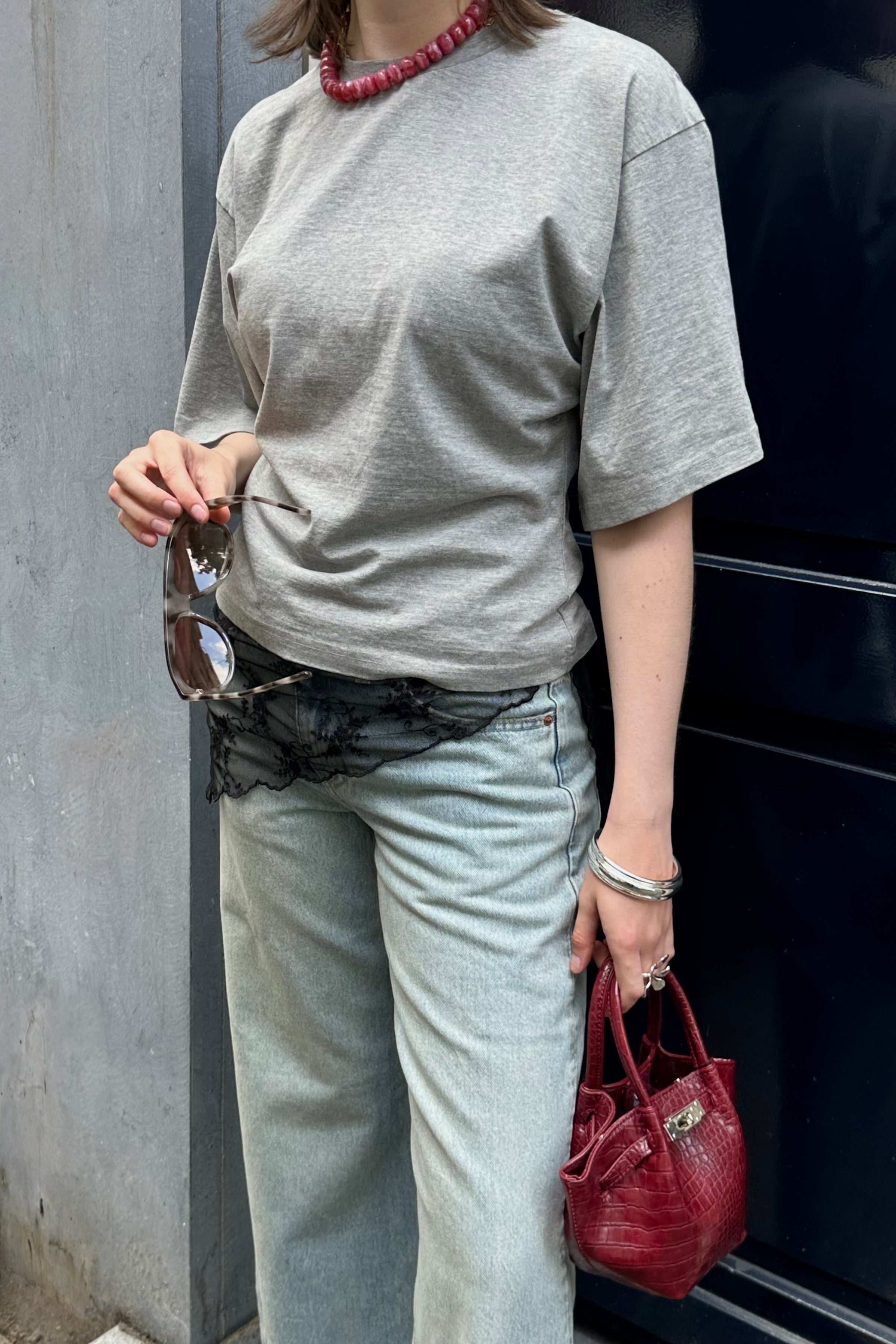 Asha Boxy T-Shirt - Licht Grijs