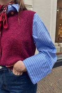 BiancaCC Cuff Blouse - Pale Blue