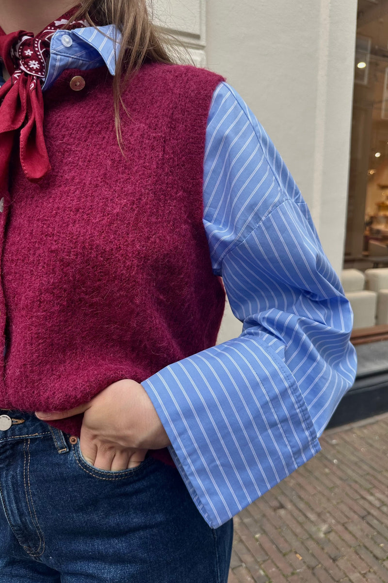 BiancaCC Cuff Blouse - Pale Blue
