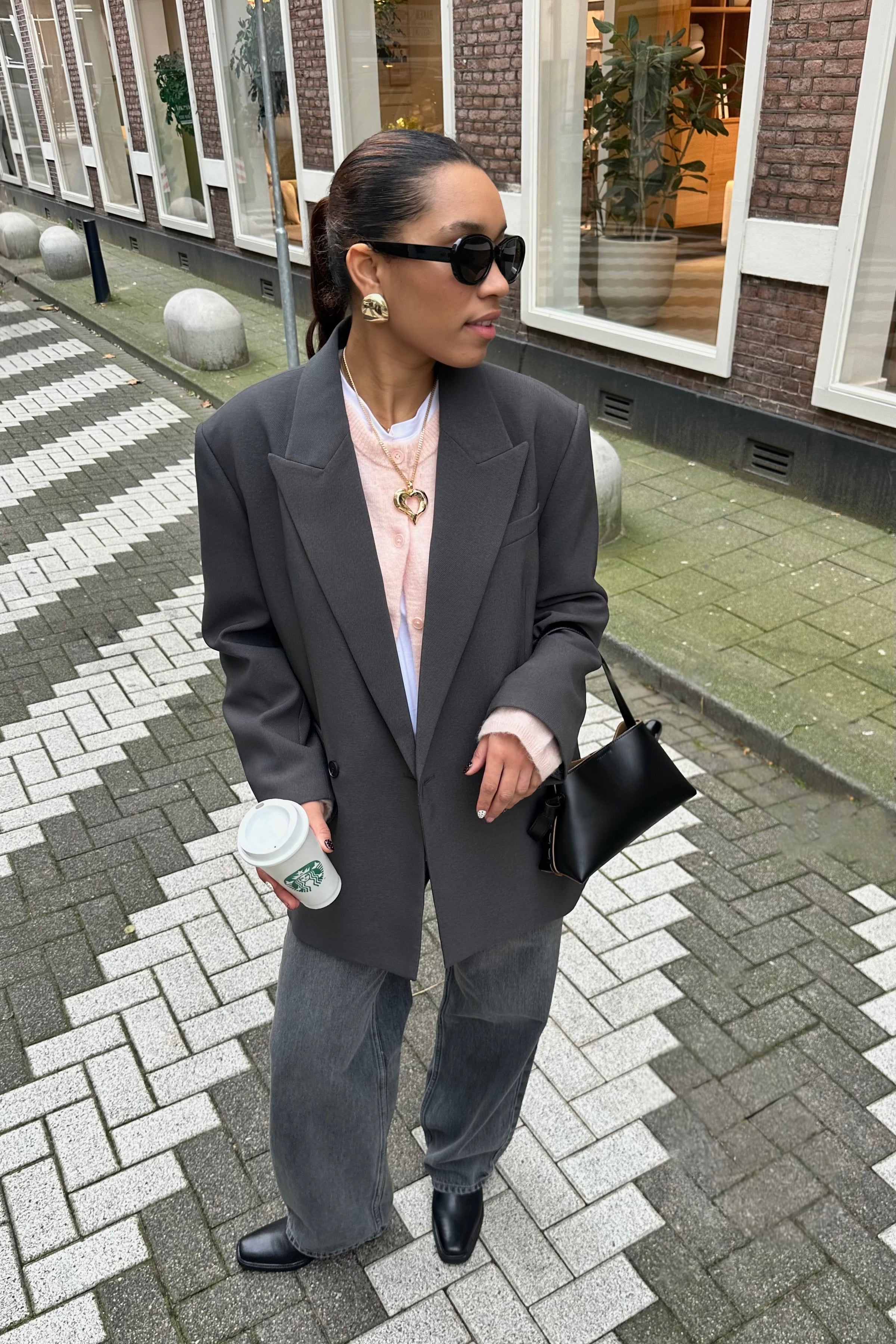 Emerald Oversized Blazer - Donkergrijs