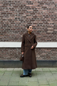 YASRoyla Lange Mantel - Donkerbruin