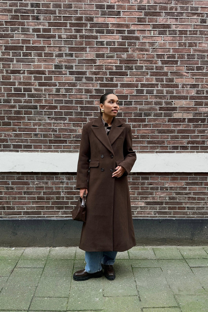YASRoyla Lange Mantel - Donkerbruin