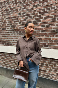 Dita Gestreepte Blouse - Donkerbruin