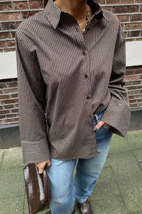 Dita Gestreepte Blouse - Donkerbruin
