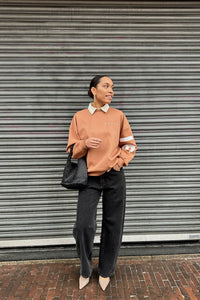 Maxi Split Logo Sweater - Camel