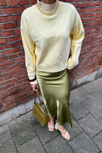 Vicky Heavy Satijnen Rok - Sage Green