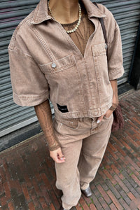 Drew Denim Top - Camel