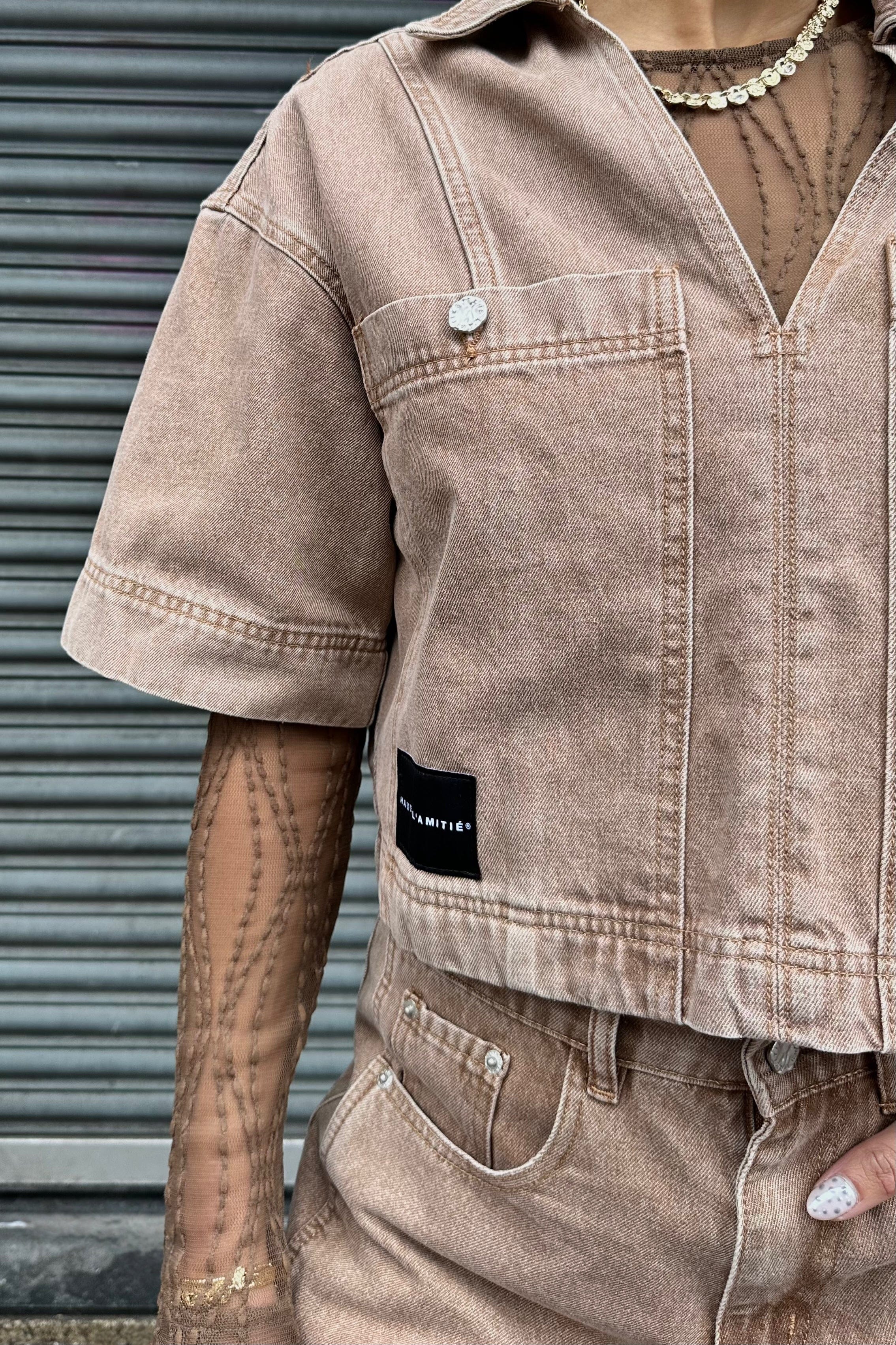 Drew Denim Top - Camel