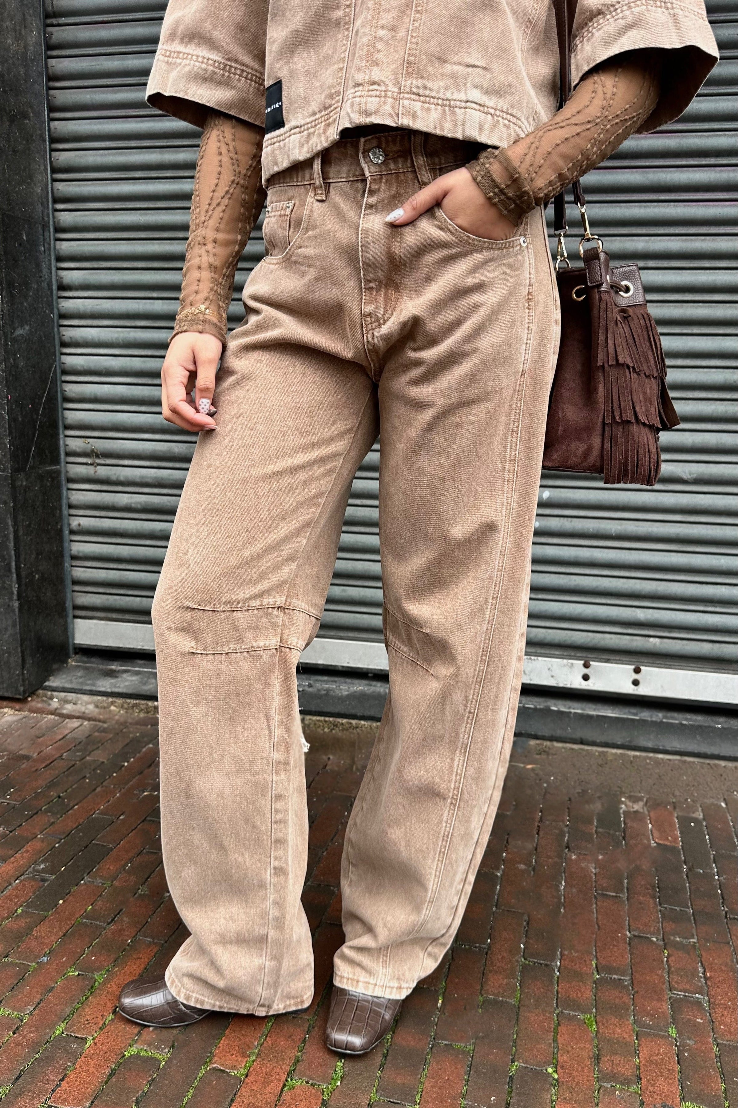 Drew Barrel Tall Jeans - Camel