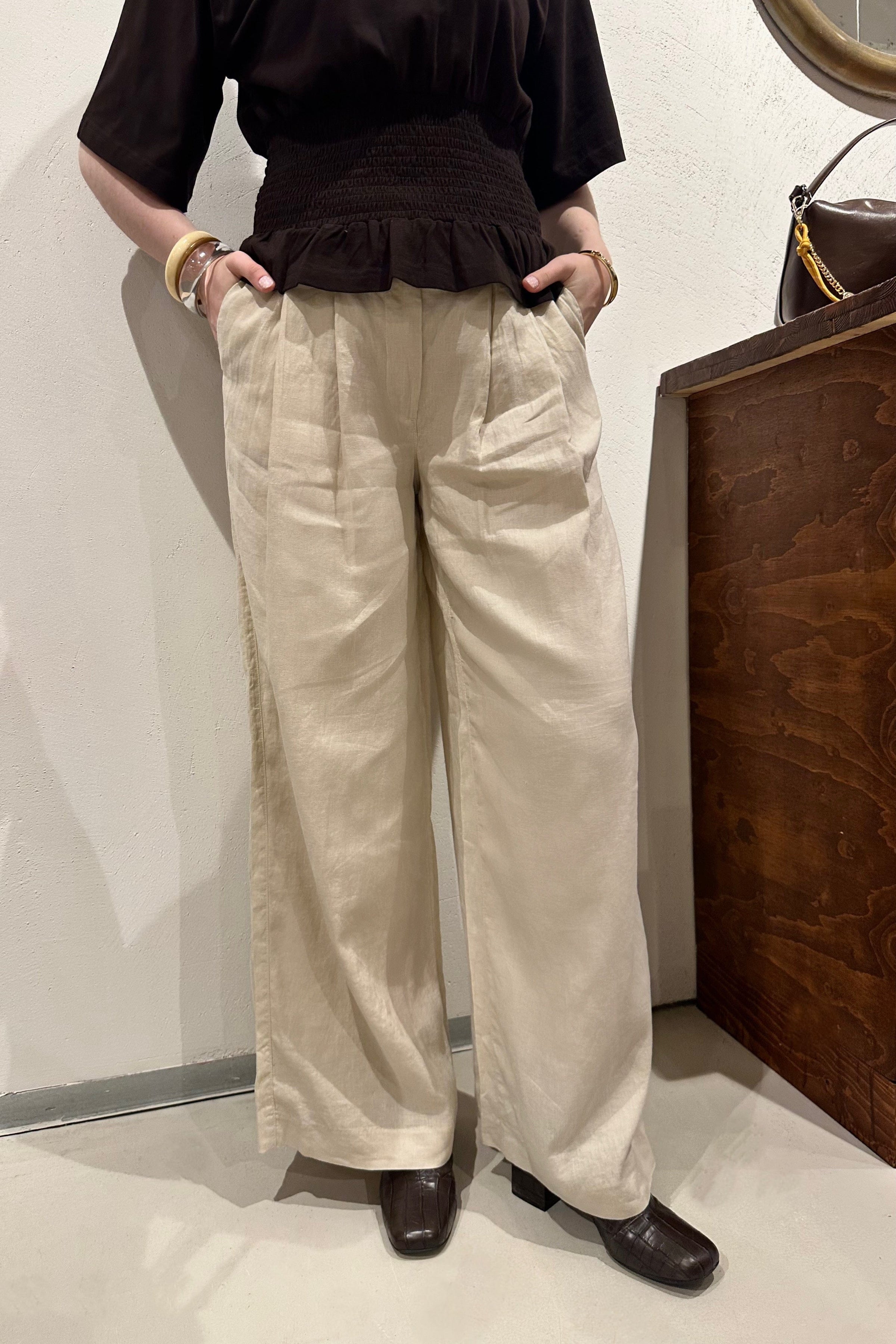 SLWExtra Wide Linnen Pantalon - Beige