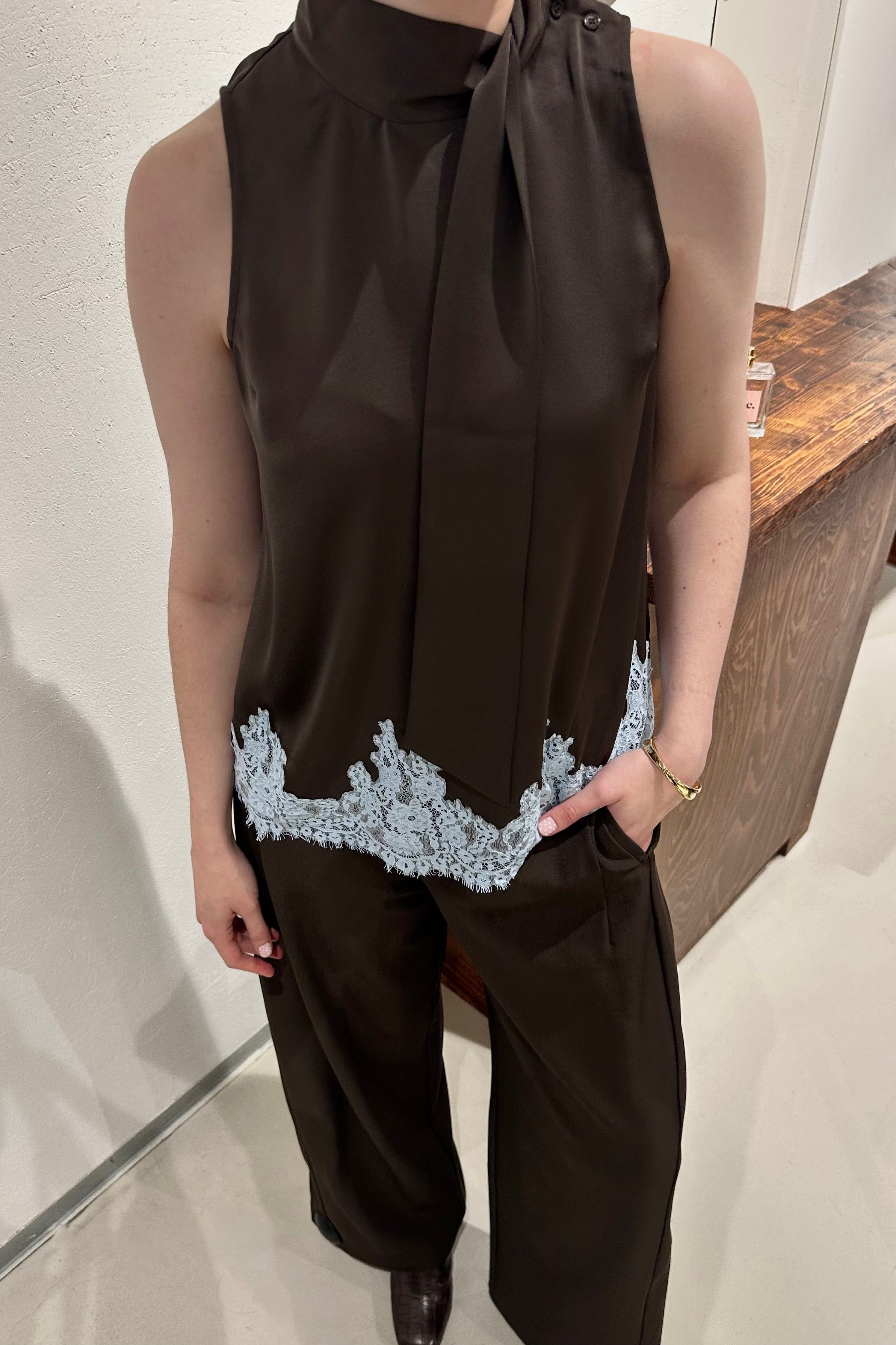 Lorenz Kanten Top - Bruin