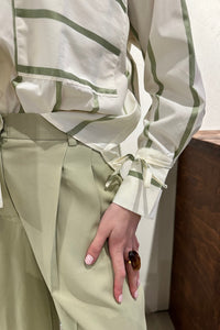 IdieCC Gestreepte Blouse - Wit/Groen