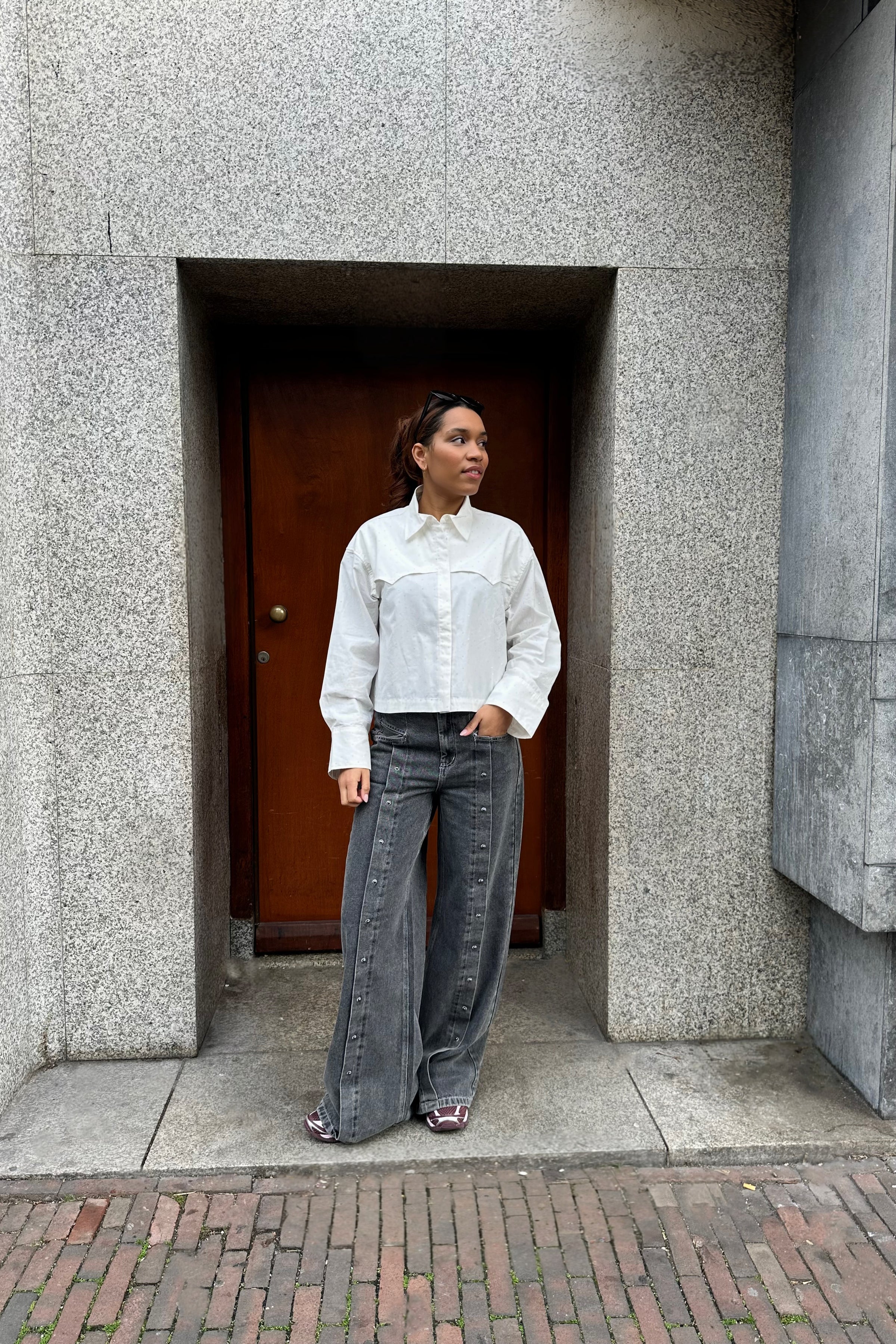 YASCiru Short Studded Blouse - Wit