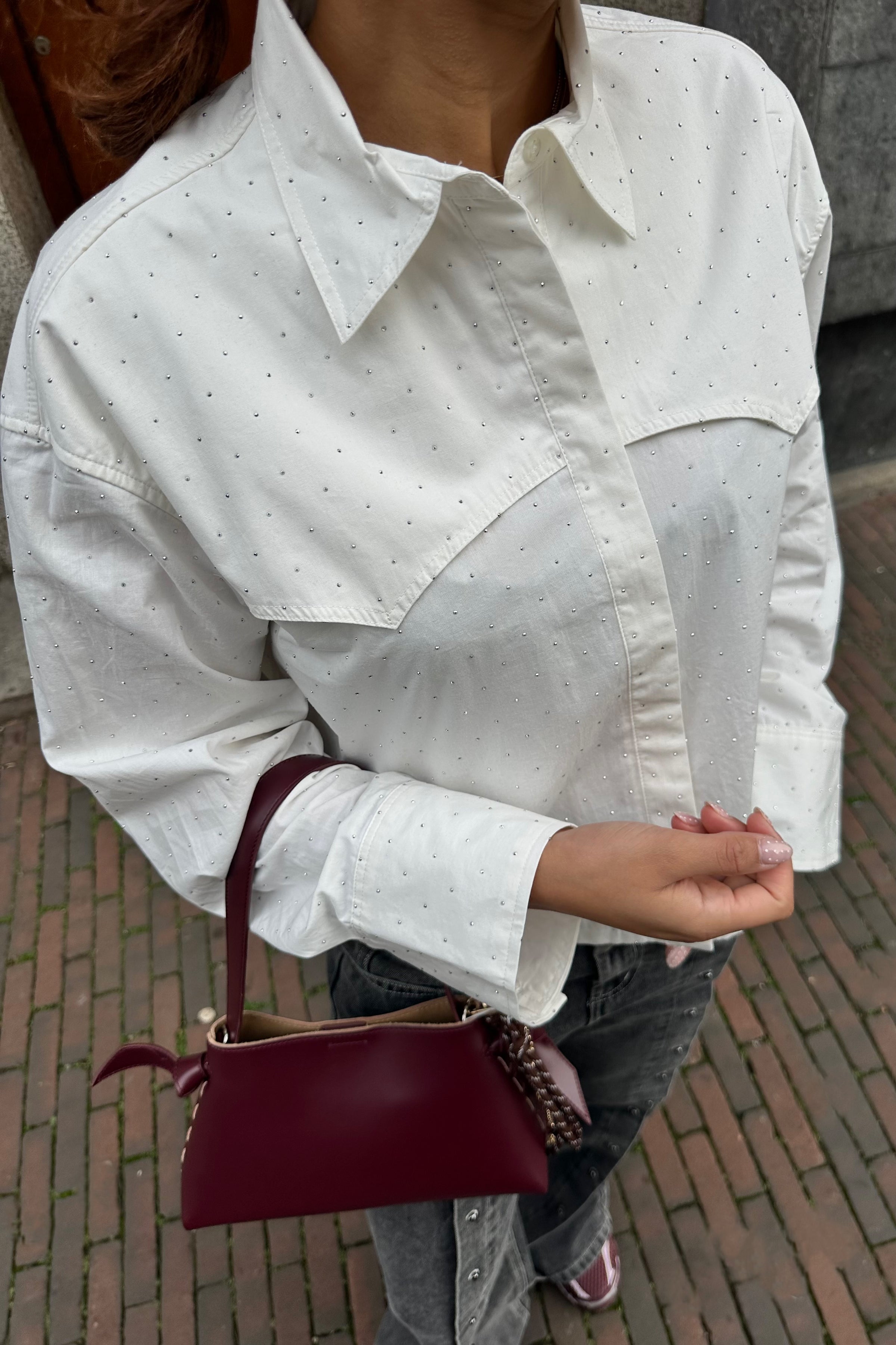 YASCiru Short Studded Blouse - Wit