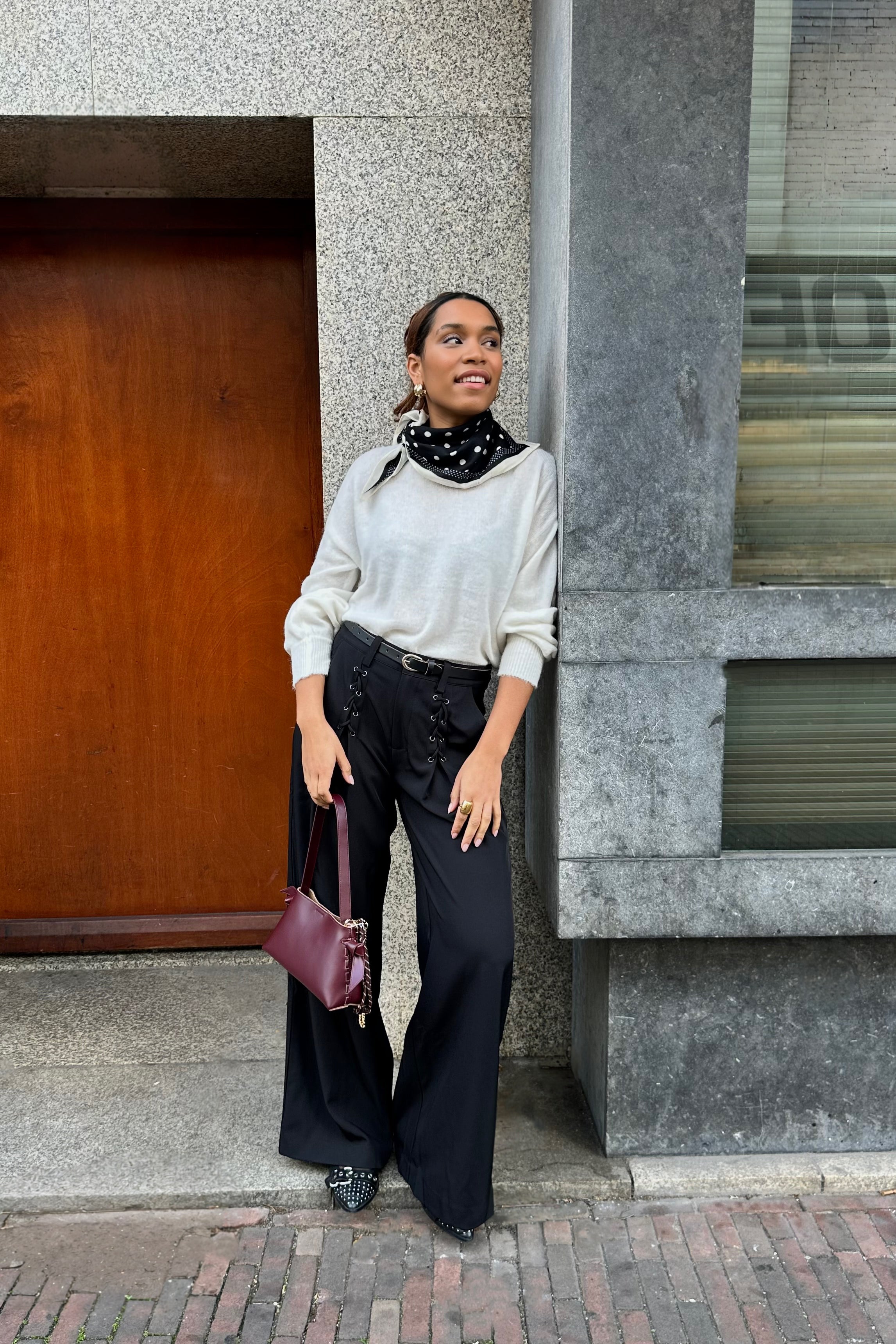 LunaCC Eyelet Pantalon - Zwart