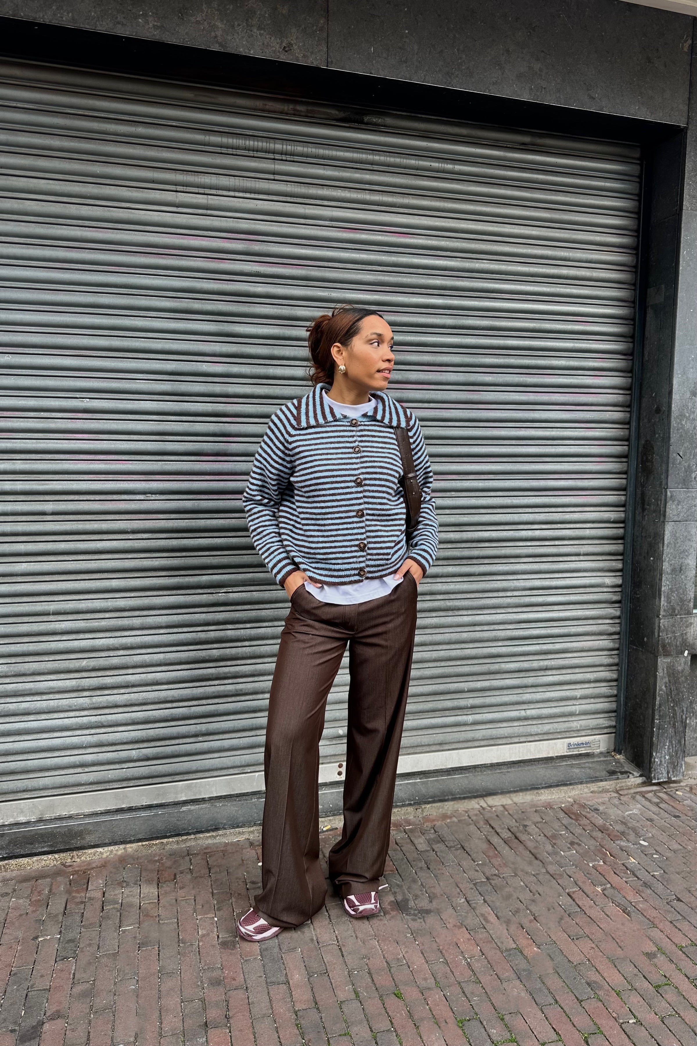 Marlies Gestreept Vest - Bruin/Blauw