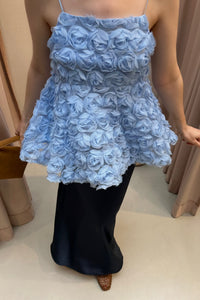 Kenli Flower Top - Licht Blauw