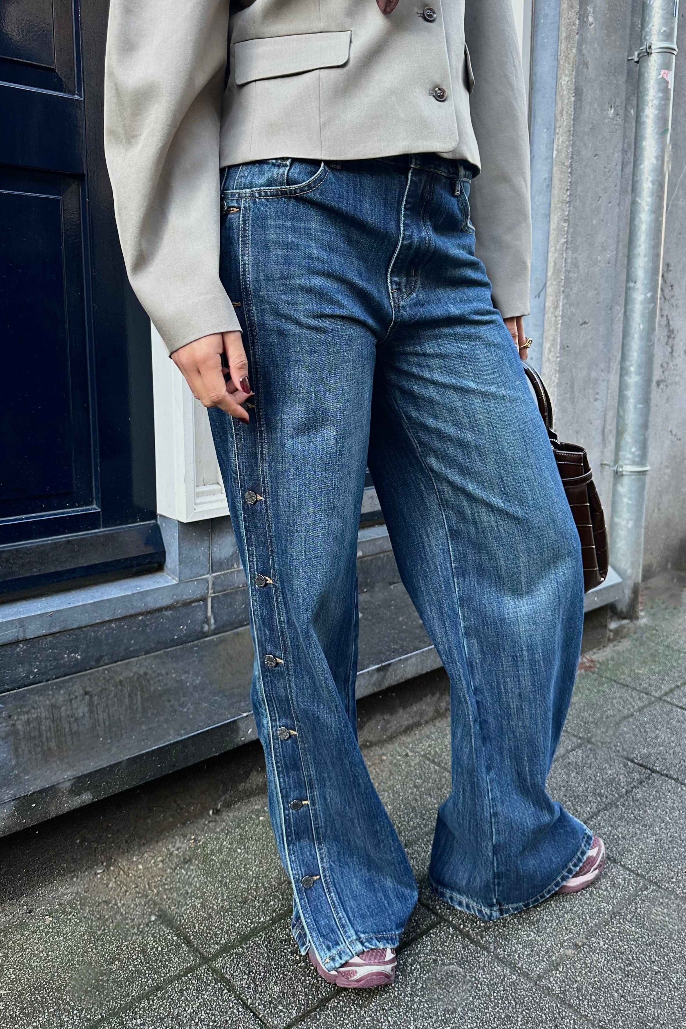 Denize Button Tall Jeans - Jeans Blauw