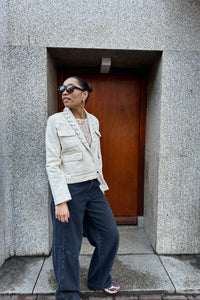 Pielle Structure Crop Jacket - Beige