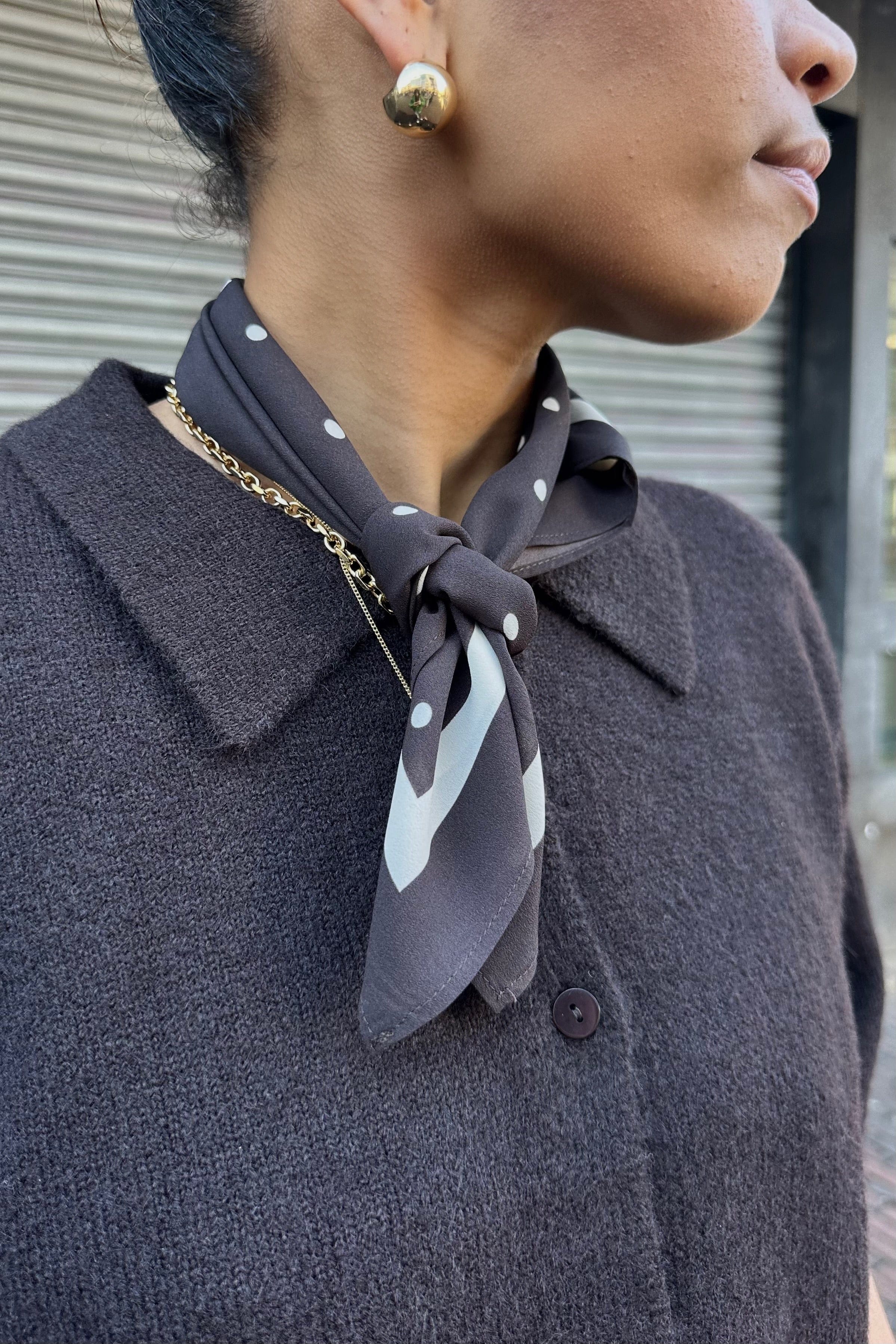 Judy Dot Scarf - Donkerbruin