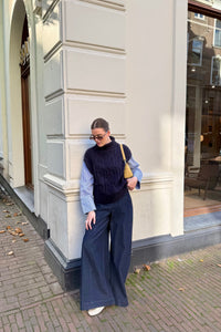 RowCC Oversize Cable Knit Spencer - Donkerblauw