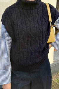 RowCC Oversize Cable Knit Spencer - Donkerblauw