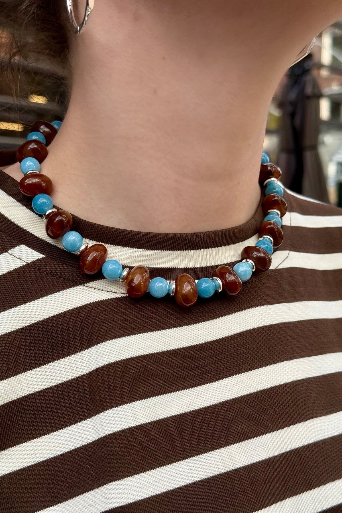 Hazelnut Ketting - Bruin/Blauw