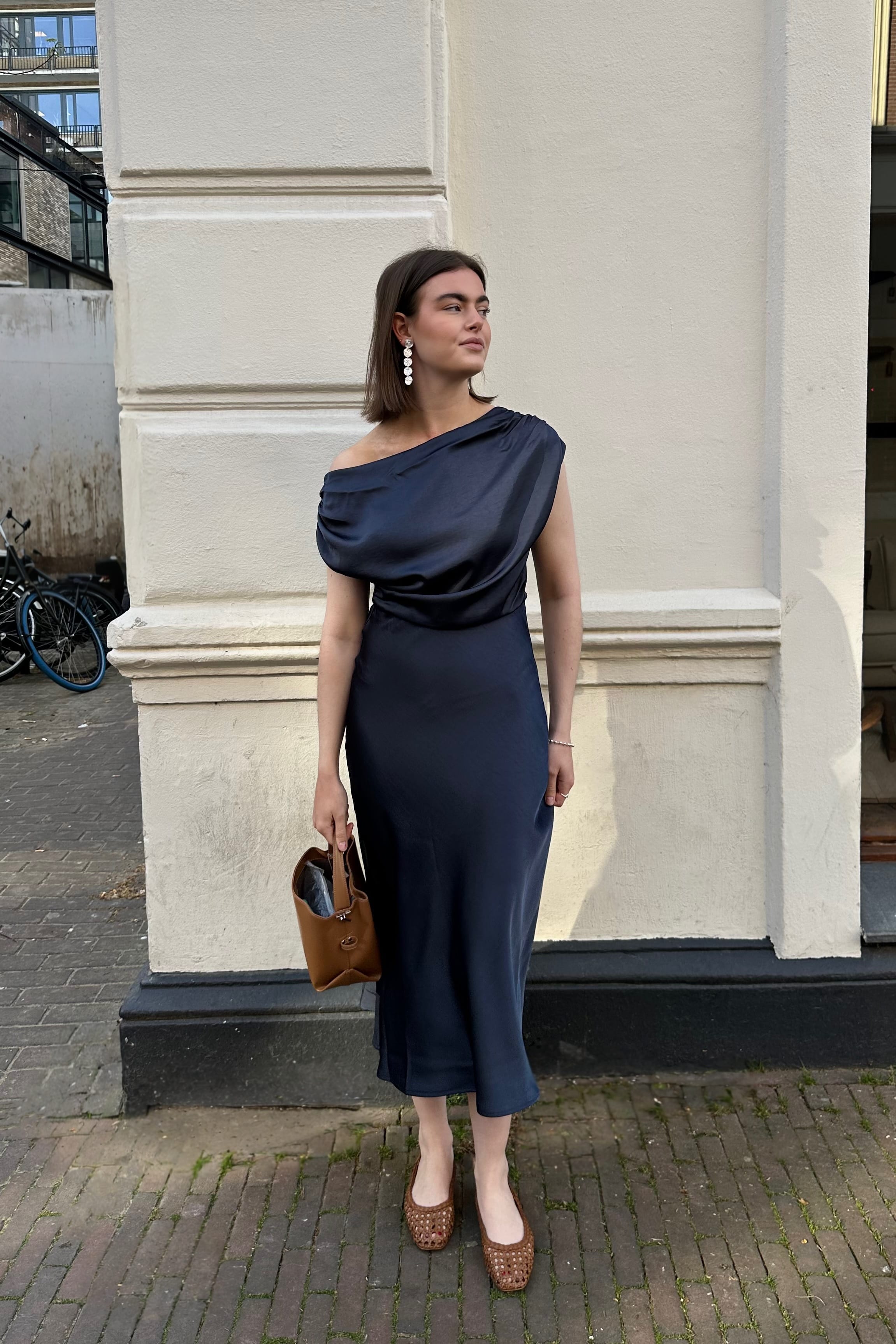 Lilith Heavy Satijnen Jurk - Donker Blauw