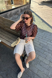 DitaCC Stippen Blouse - Donker Bruin