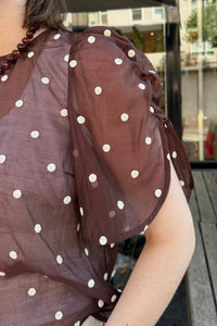 DitaCC Stippen Blouse - Donker Bruin