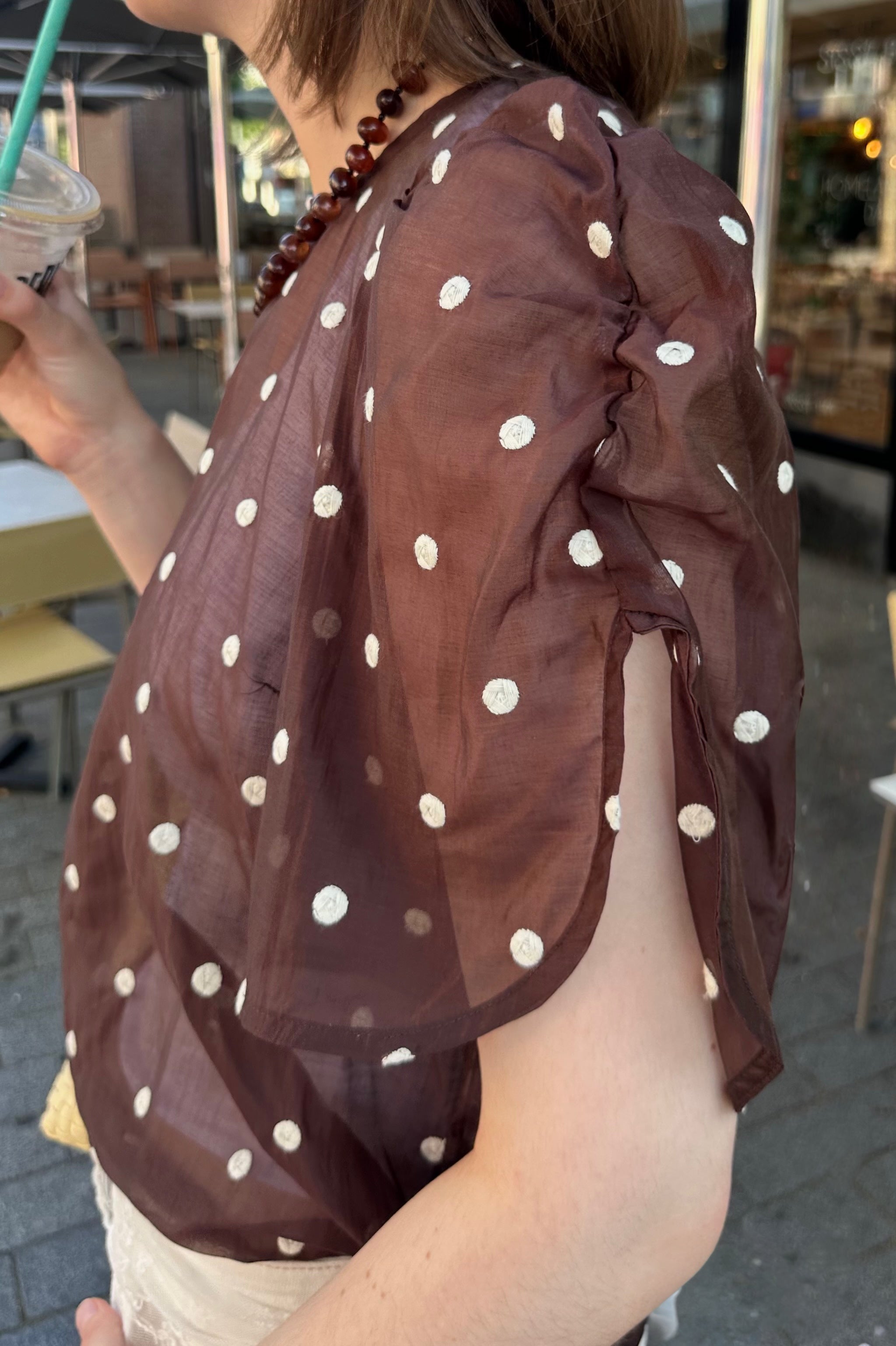 DitaCC Stippen Blouse - Donker Bruin