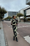 YASLomi Mesh Jurk - Zwart/Groen
