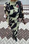 YASLomi Mesh Jurk - Zwart/Groen