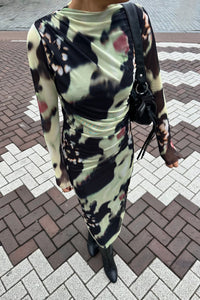 YASLomi Mesh Jurk - Zwart/Groen